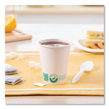 SOLO Compostable Paper Hot Cups, ProPlanet Seal, 8 oz, White/Green, 1,000/Carton (SCC378PLAPLANET)
