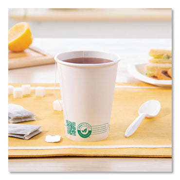 SOLO Compostable Paper Hot Cups, ProPlanet Seal, 12 oz, White/Green, 50/Pack (SCC412PLAPLATPK)