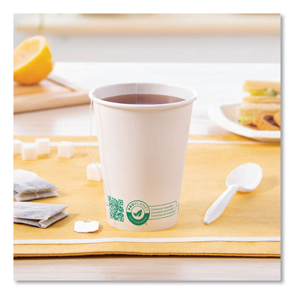 SOLO Compostable Paper Hot Cups, ProPlanet Seal, 12 oz, White/Green, 50/Pack (SCC412PLAPLATPK)