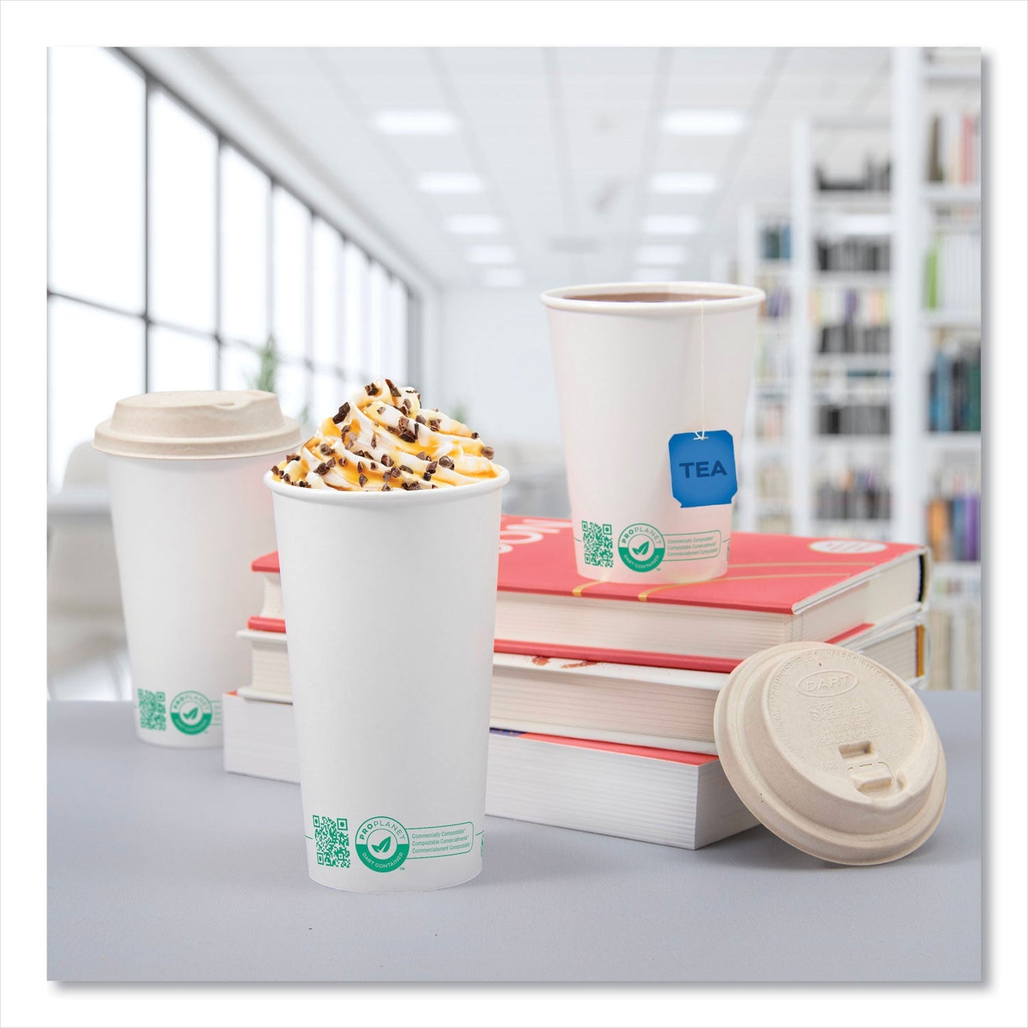 SOLO Compostable Paper Hot Cups, ProPlanet Seal, 20 oz, White/Green, 600/Carton (SCC420PLAPLANET)