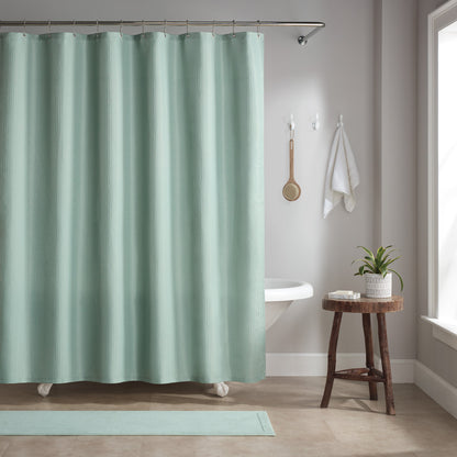 Host & Home Poly Shower Curtain Set 72x72 Raindrop Silt Green (P-SCSET-7272-GR)