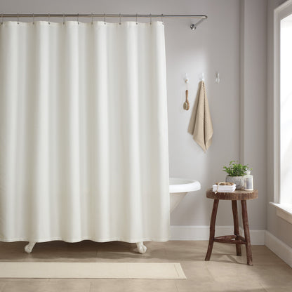 Host & Home Poly Shower Curtain Set 72x72 Raindrop Bright White (P-SCSET-7272-WH)