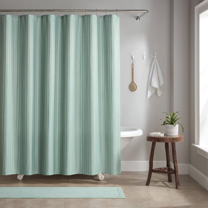 Host & Home Poly Shower Curtain Set 72x72 Damask Silt Green (P-SCSTD-7272-GR)