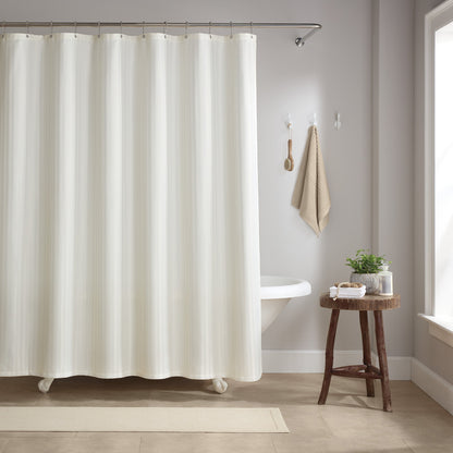 Host & Home Poly Shower Curtain Set 72x72 Damask Bright White (P-SCSTD-7272-WH)