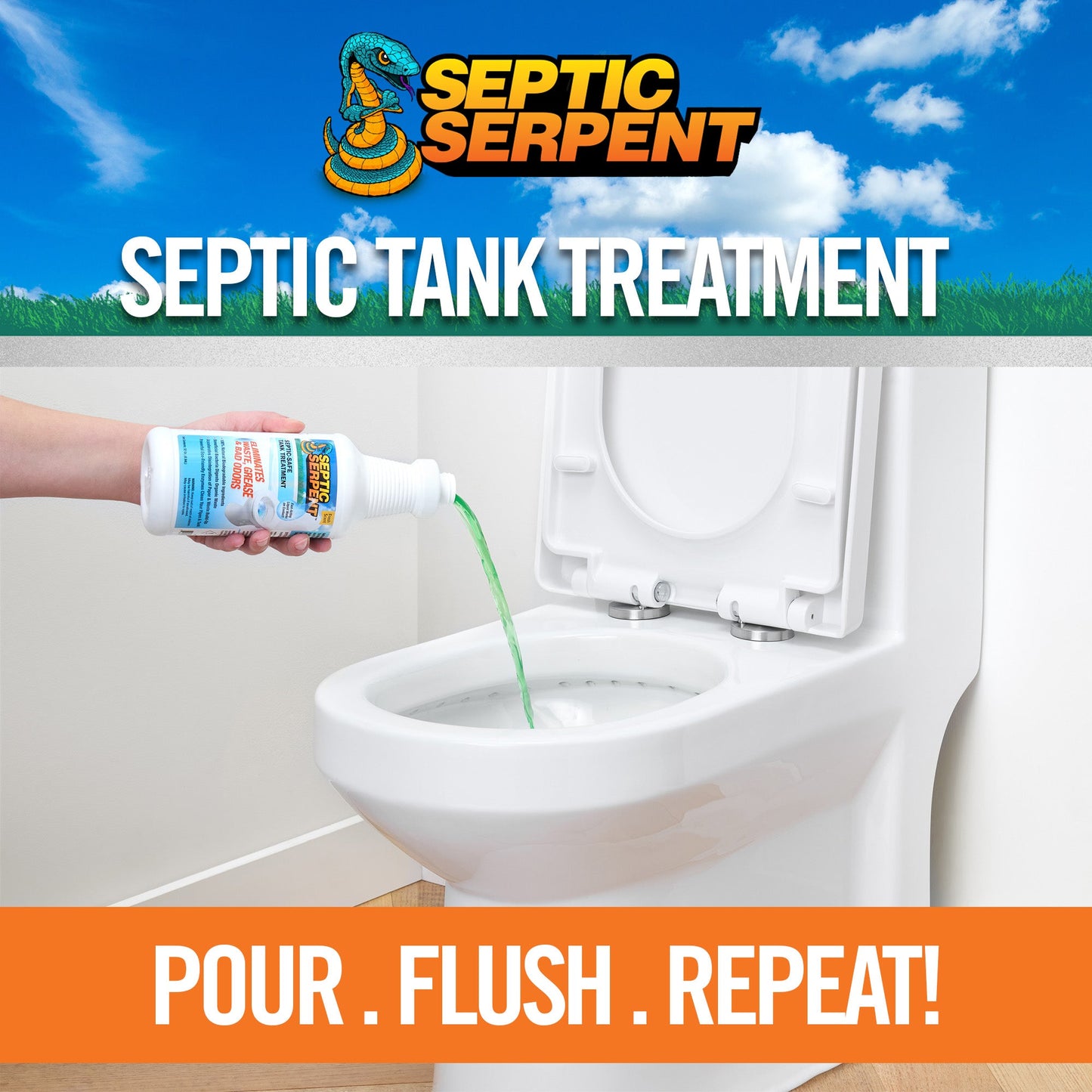 Hospeco® Septic Serpent Septic Tank Cleaner 128 oz (1 Gallon), Case of 4 (HOSSEPTIC-128)