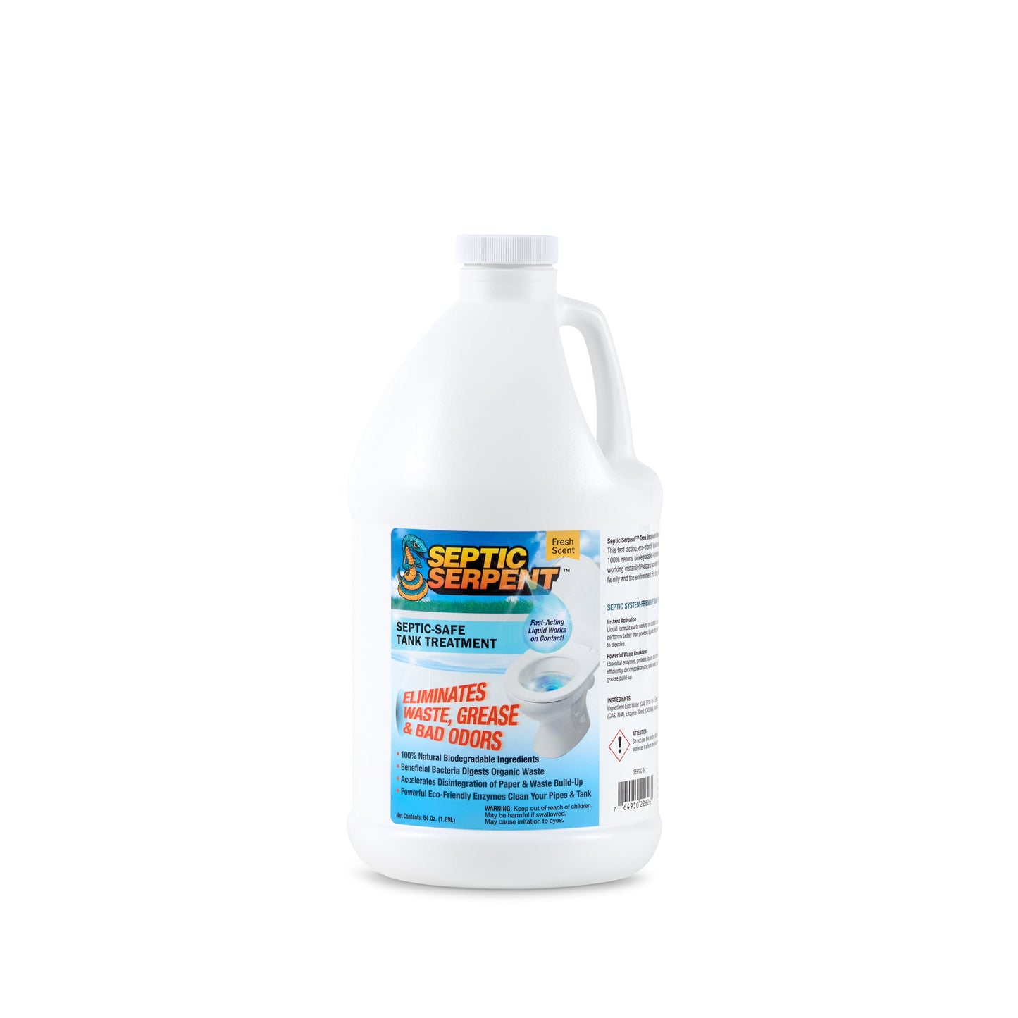 Hospeco® Septic Serpent Septic Tank Cleaner 64 oz (1/2 Gallon), Case of 6 (HOSSEPTIC-64)