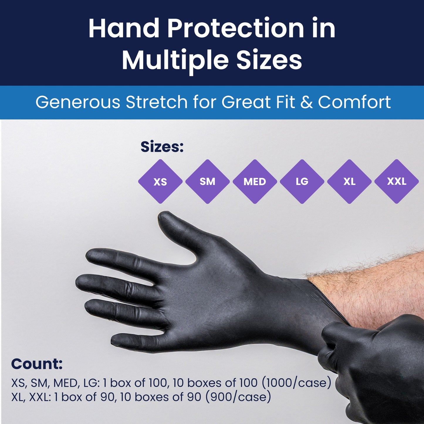 Art Noir® Nitrile Powder Free 6 mil Exam Gloves, Black, XL, Case of 900 (HOSSHD938)