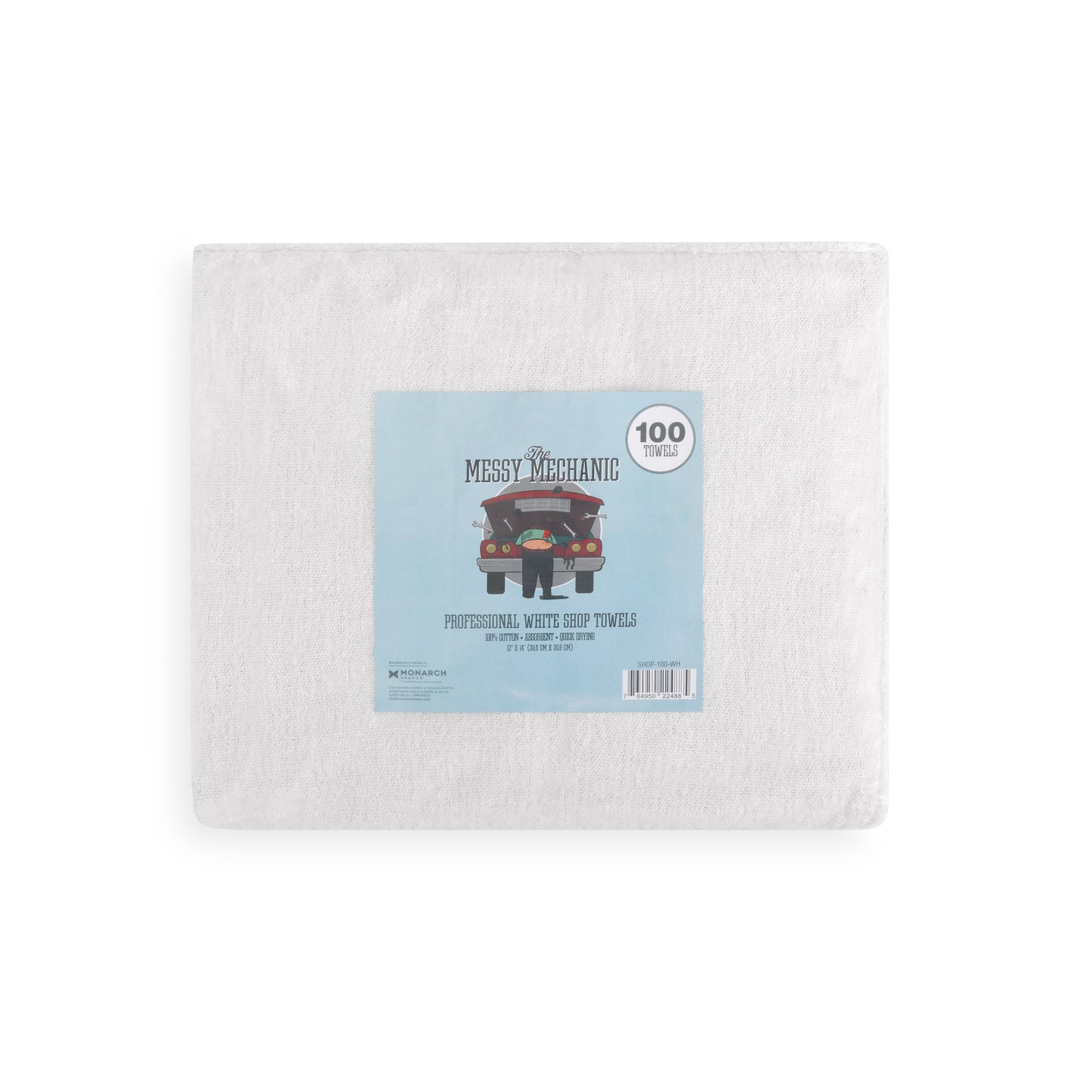 Arkwright Home® Messy Mechanic Shop Towels 12x14 White, 100/Bag, Case of 6 Bags (SHOP-100-WH)