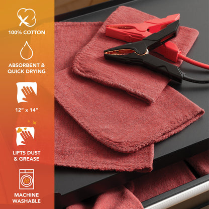 Arkwright Home® Messy Mechanic Shop Towels 12x14 Red, 50/Bag, Case of 6 Bags (SHOP-50-RD)