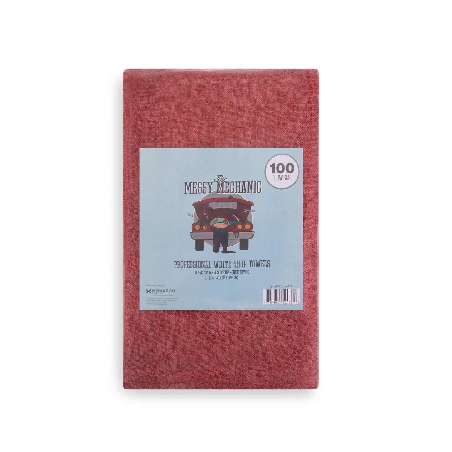 Arkwright Home® Messy Mechanic Shop Towels 12x14 Red, 50/Bag, Case of 6 Bags (SHOP-50-RD)