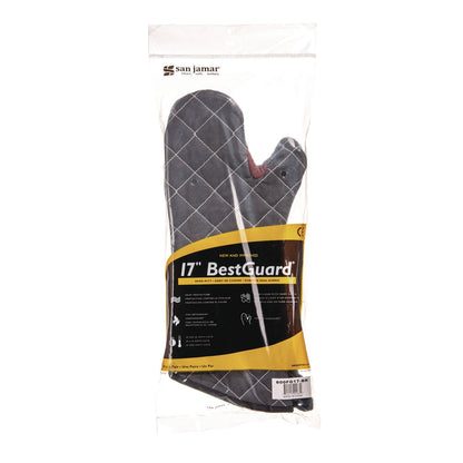 San Jamar Bestguard Oven Mitt, 17", WebGuard Plus Fabric, Black, Pair (SJM800FG17BK)