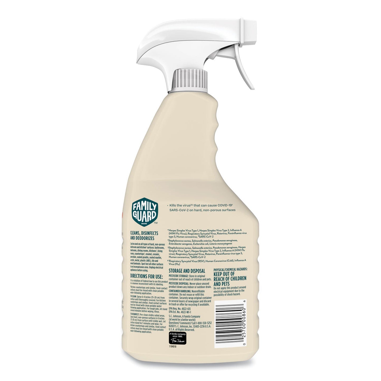 FamilyGuard Disinfectant, Fresh Scent, 32 oz Trigger Bottle, 8/Carton (SJN327118)