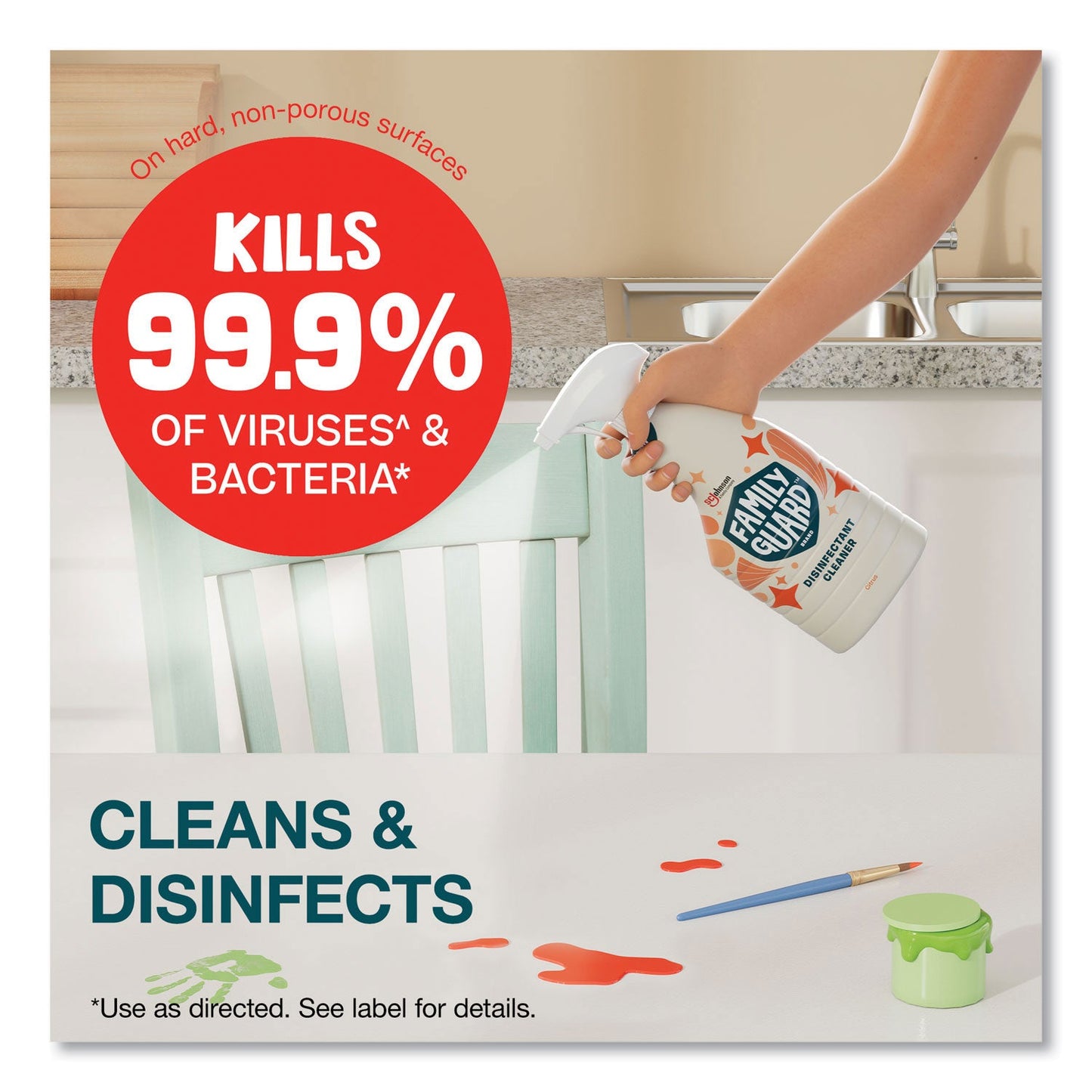 FamilyGuard Disinfectant, Citrus Scent, 32 oz Trigger Bottle, 8/Carton (SJN327159)