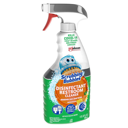 Scrubbing Bubbles Disinfectant Restroom Cleaner, Fresh Scent, 32 oz Spray Bottle, 8/Carton (SJN334879)