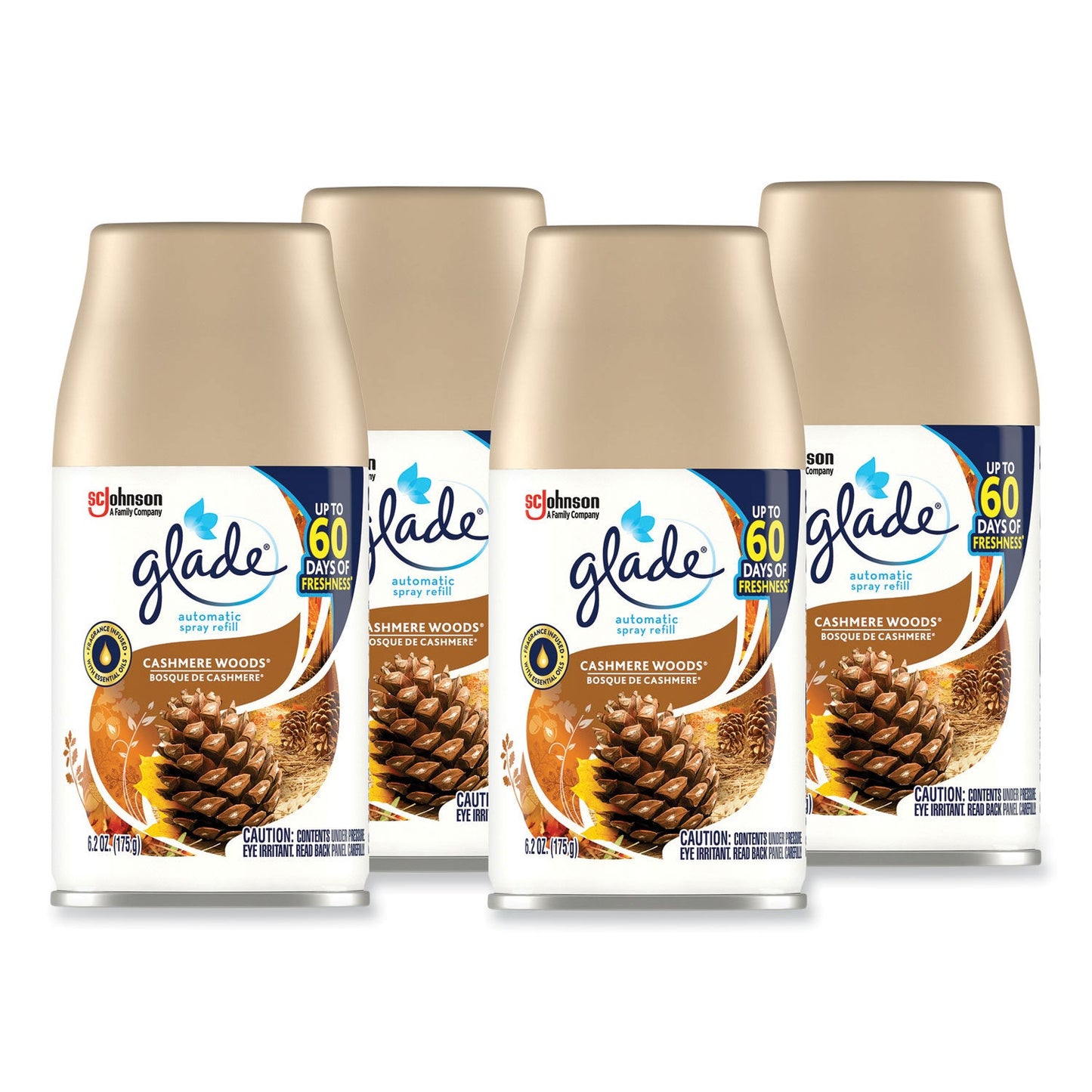 Glade Automatic Air Freshener, Cashmere Woods, 6.2 oz, 4/Carton (SJN344757)
