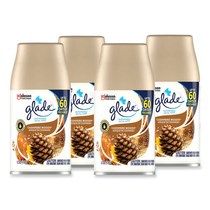 Glade Automatic Air Freshener, Cashmere Woods, 6.2 oz, 4/Carton (SJN344757)