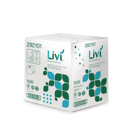 Livi Bath Tissue, 2-Ply, White, 425 Sheets, 36 Rolls/Carton (SOL292101)