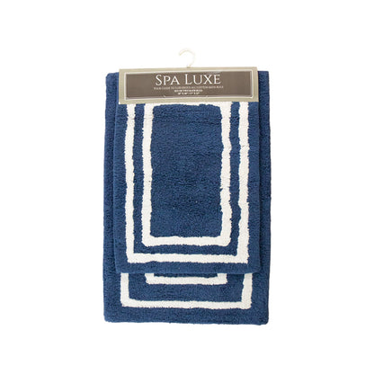 Arkwright Home Spa Lux Bordered 2pc Bath Rug Set Classic Blue (PNP-SPALX-BRD-CBL)