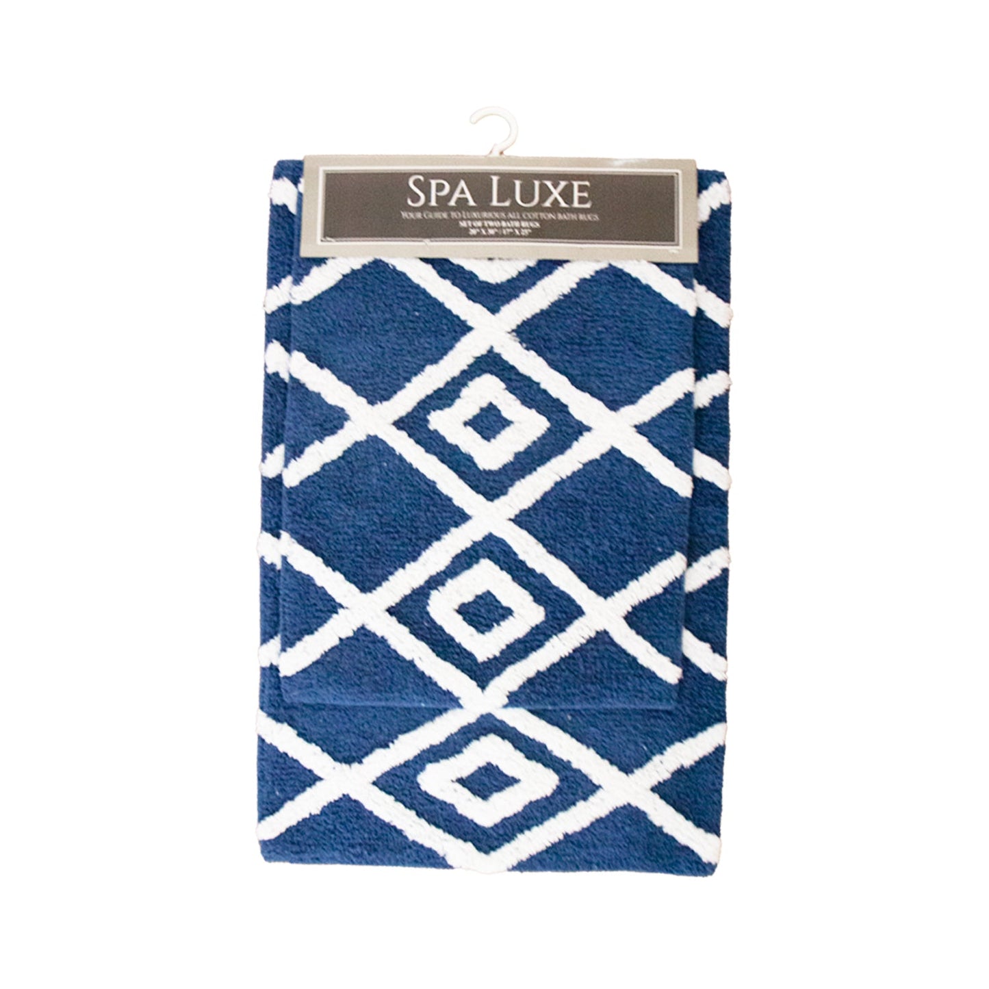 Arkwright Home Spa Lux Criss Cross 2pc Bath Rug Set Classic Blue (PNP-SPALX-CC-CBL)