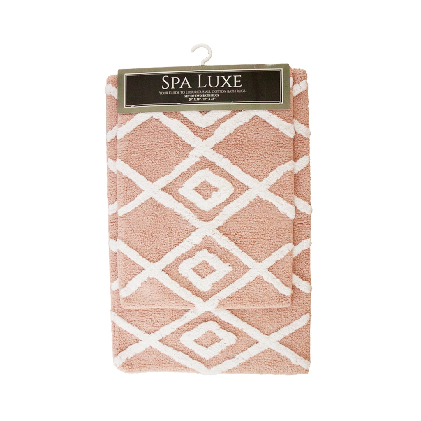 Arkwright Home Spa Lux Criss Cross 2pc Bath Rug Set Rose Smoke (PNP-SPALX-CC-RS)