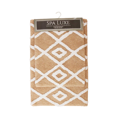 Arkwright Home Spa Lux Criss Cross 2pc Bath Rug Set Semolina (PNP-SPALX-CC-SM)