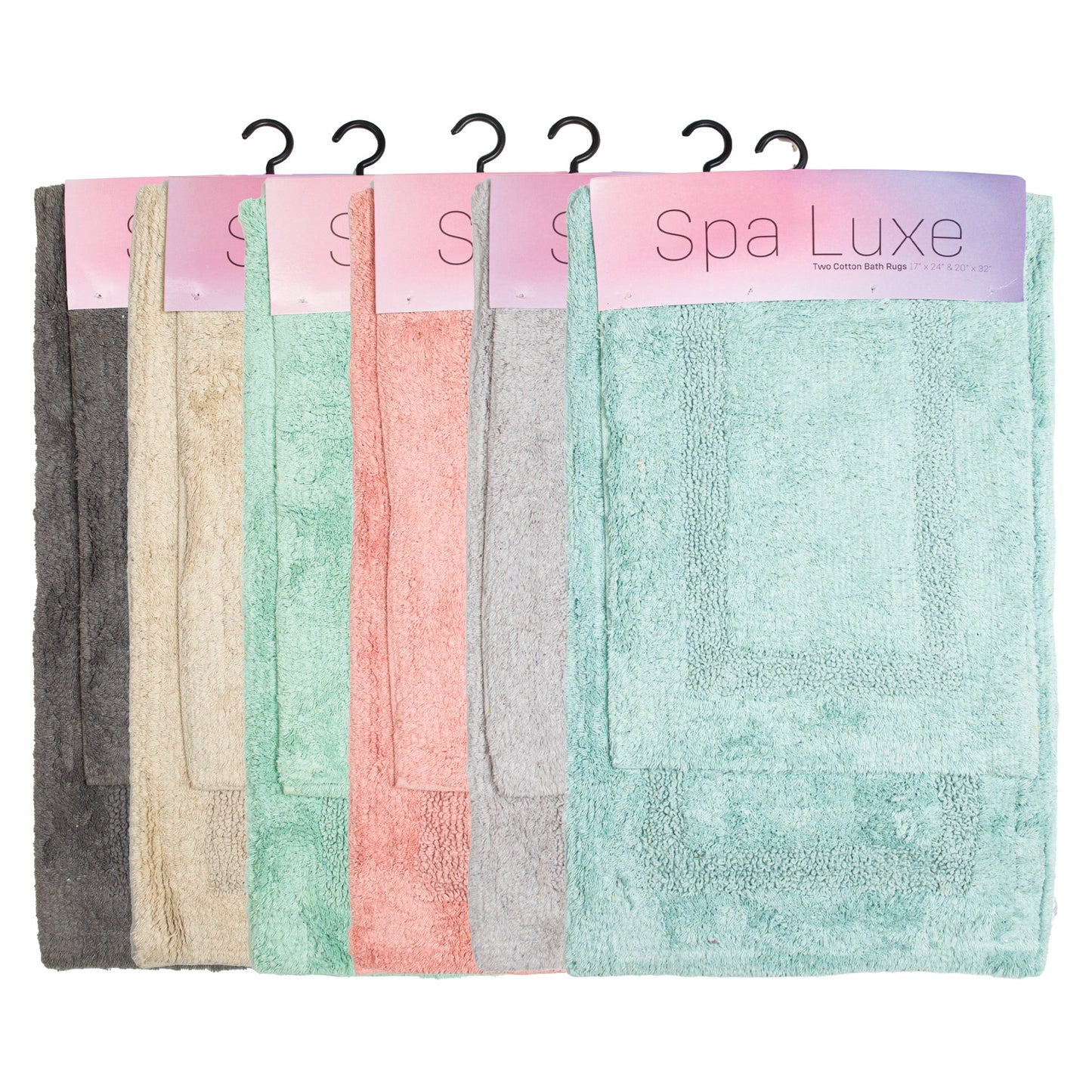 Arkwright Home® Spa Lux Single Border 2pc Bath Rug Set Assorted, 12 Sets/Case (SPALX-SBD-ASST)