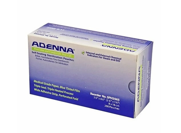 Adenna® Sterileization Pouches, Triple Seal, 6.5"x3.5", Case of 2000 (HOSSPH3565)