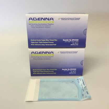 Adenna® Sterileization Pouches, Triple Seal, 6.5"x3.5", Case of 2000 (HOSSPH3565)