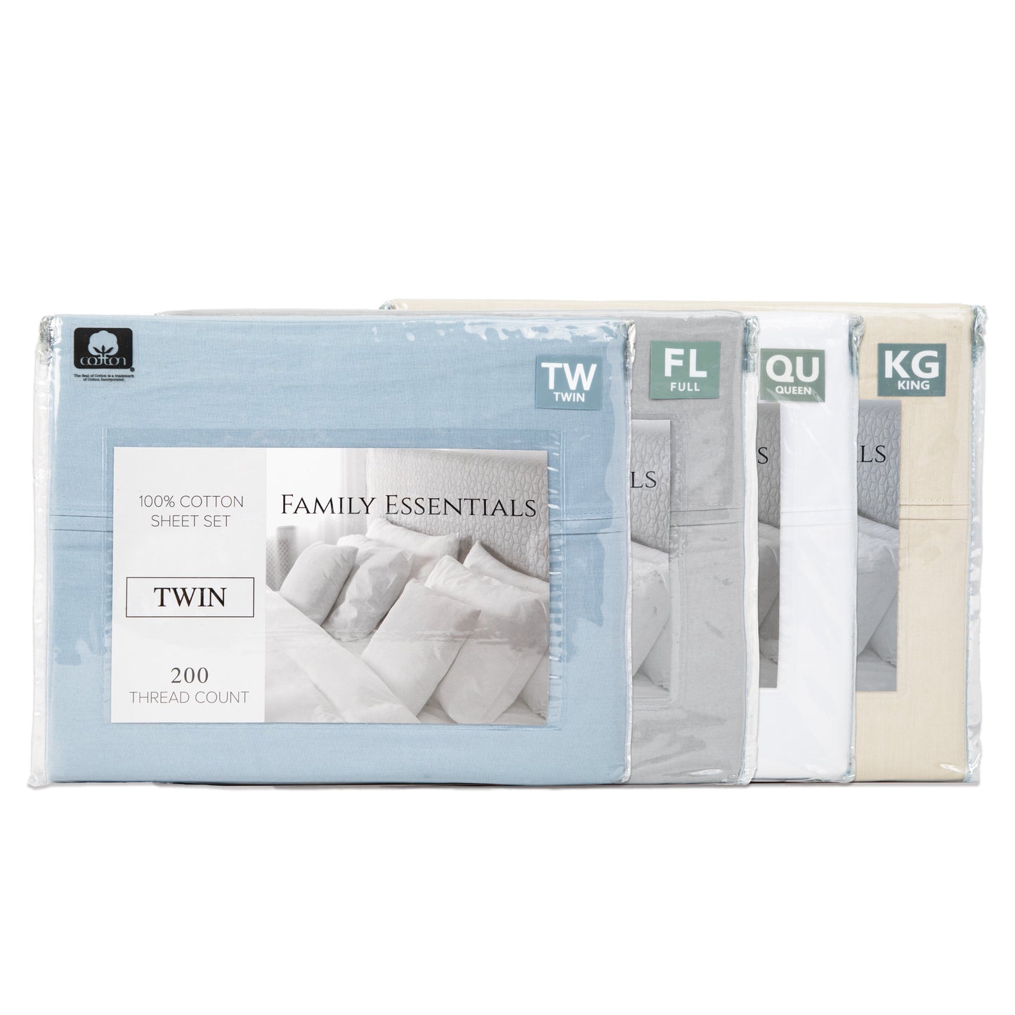 Arkwright Home® Family Essentials T200 Sheet Set, Full, Assorted, 4/Case (SS-FULL-200-FE-CS)