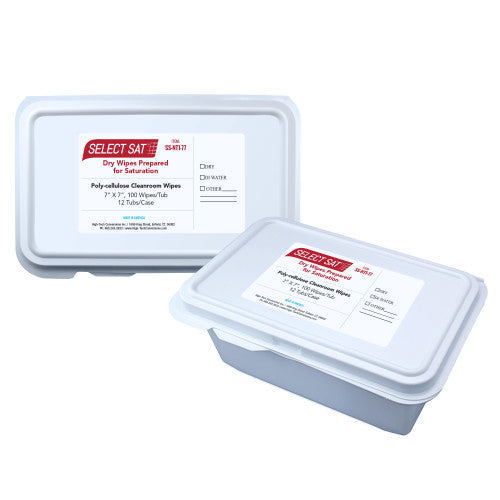High-Tech Conversions SELECT-SAT® Non-Sterile Poly-Cellulose Custom Solvent Cleanroom Wipers, 7"x7", 100/Tub (HOSSS-NT1-77)