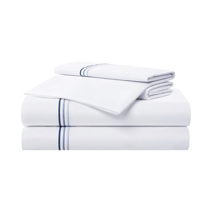 Aston & Arden Sateen Sheet Set Queen Blue Stripe (P-SS-T600-QN-BL)