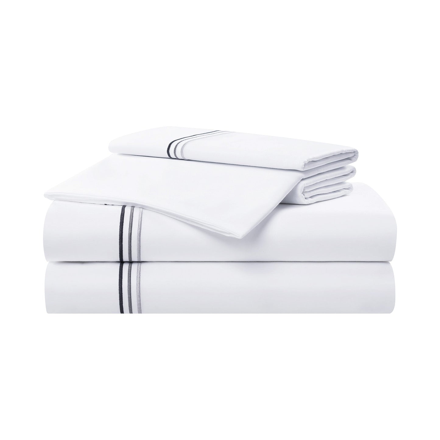Aston & Arden Sateen Sheet Set CaliKing Charcoal Strp (P-SS-T600-CK-CH)