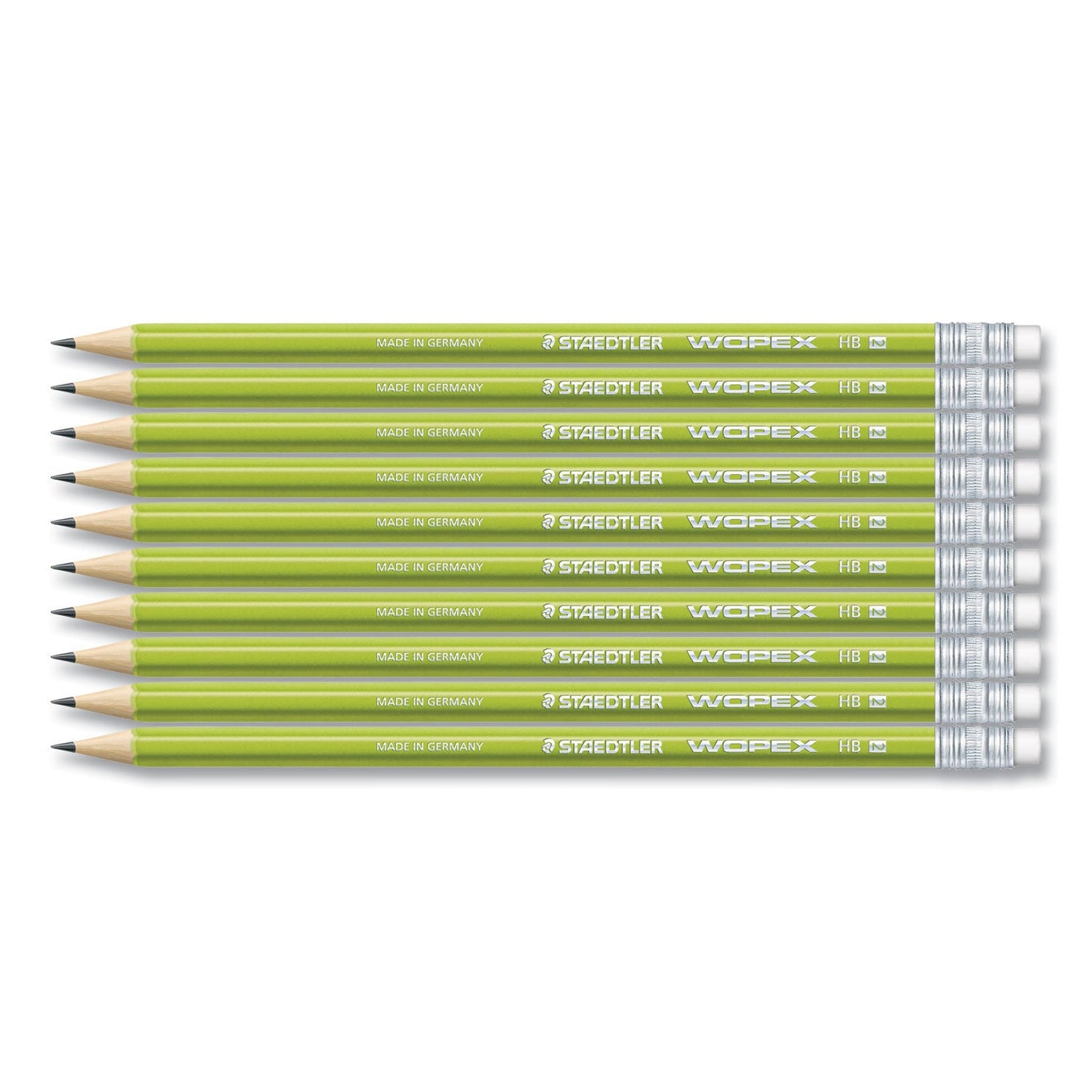 Staedtler Wopex Extruded Pencil, HB  (#2), Black Lead, Green Barrel, 10/Pack (STD182C10A6)