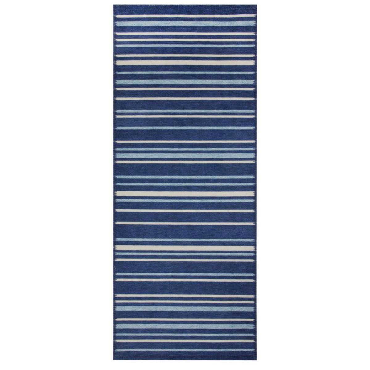 Arkwright Home® Evermore Gel Backed Rug, 20x58, 8/Case, Blue Striped (STR-2058-BL)