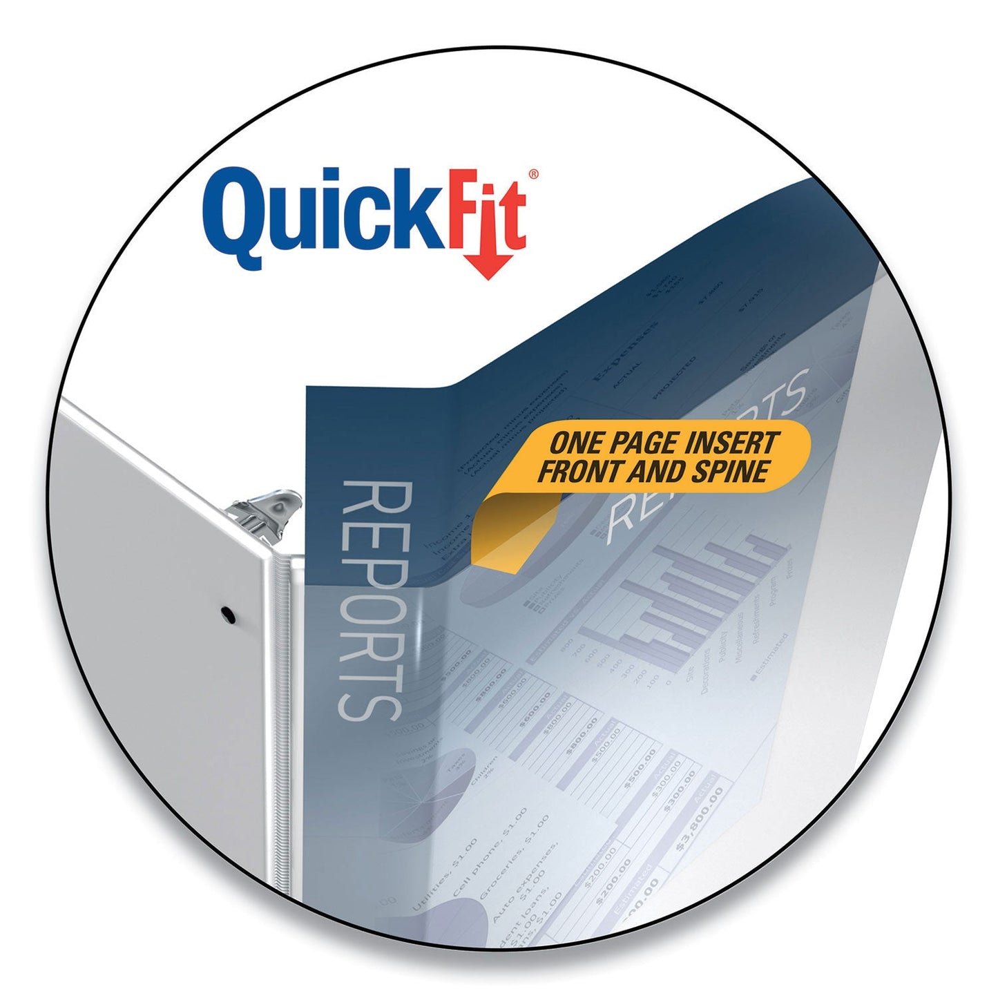 Stride QuickFit D-Ring View Binder, 3 Rings, 1" Capacity, 11 x 8.5, Black (STW87011)