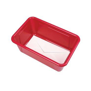 Storex Cubby Bin with Lid, 12.28 x 7.95 x 5.23, Red, 5/Pack (STX62407U05C)