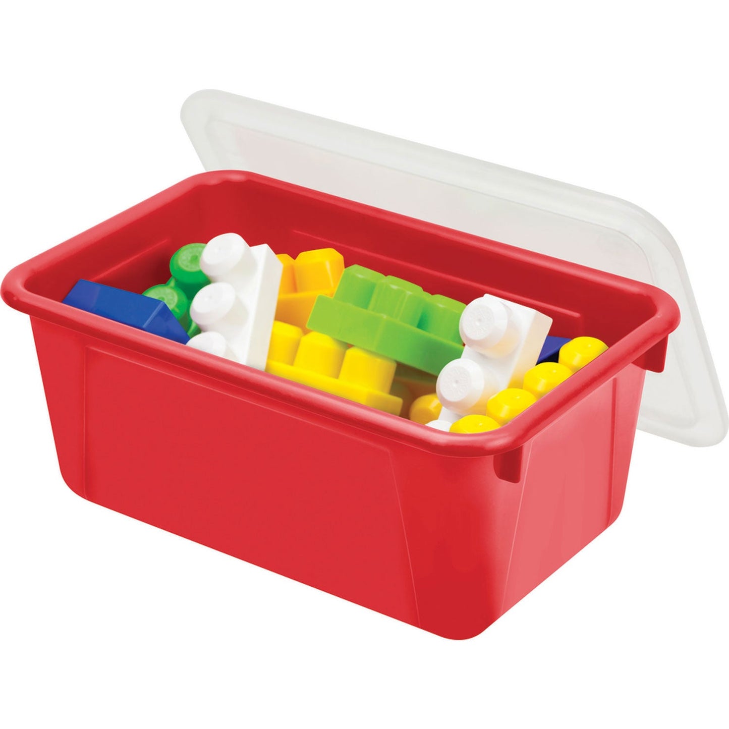 Storex Cubby Bin with Lid, 12.28 x 7.95 x 5.23, Red, 5/Pack (STX62407U05C)