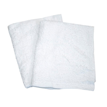 Non-Branded Terry Towel Rags, Hemmed, Bulk, White, 25lb Box (HOST-01717-25)
