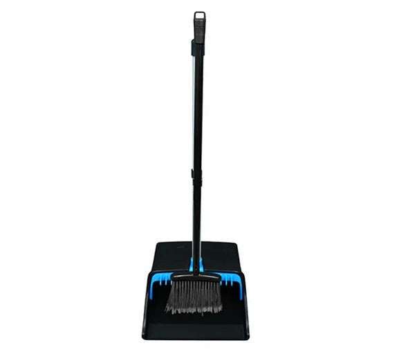 Impact® Lobby Broom & Dustpan w/ Straight PVC Handle, 26 Inch, Black/Blue, 1/Case (IMPT0014-00)