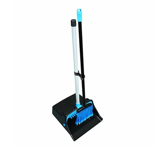 Impact® Lobby Broom & Dustpan w/ Straight PVC Handle, 26 Inch, Black/Blue, 1/Case (IMPT0014-00)