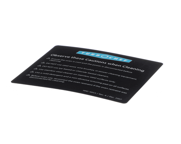 TurboChef Hhc-6653 Label, Hhc, Cleaning And Servicing (TBCHHC-6653)