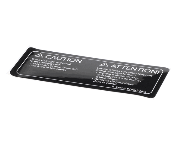 TurboChef I1-9181-3 Label, Caution, Empty Cavity, (TBCI1-9181-3)