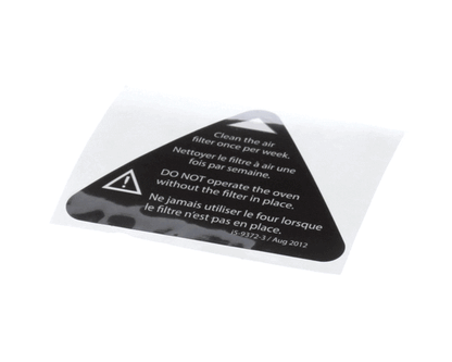 TurboChef I5-9372-3 Label, Filter Warning, Eng-Fre (TBCI5-9372-3)