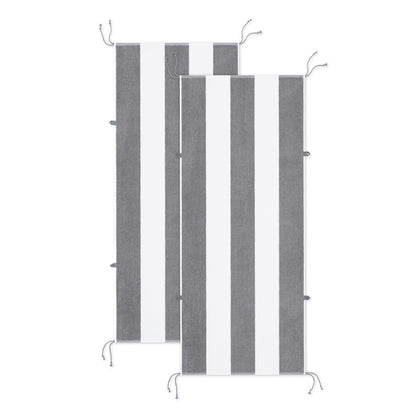 Arkwright Home Tie & Dry Beach Towel (2 Pack), 30x70 in, Alloy (P-TD-3070-GY)