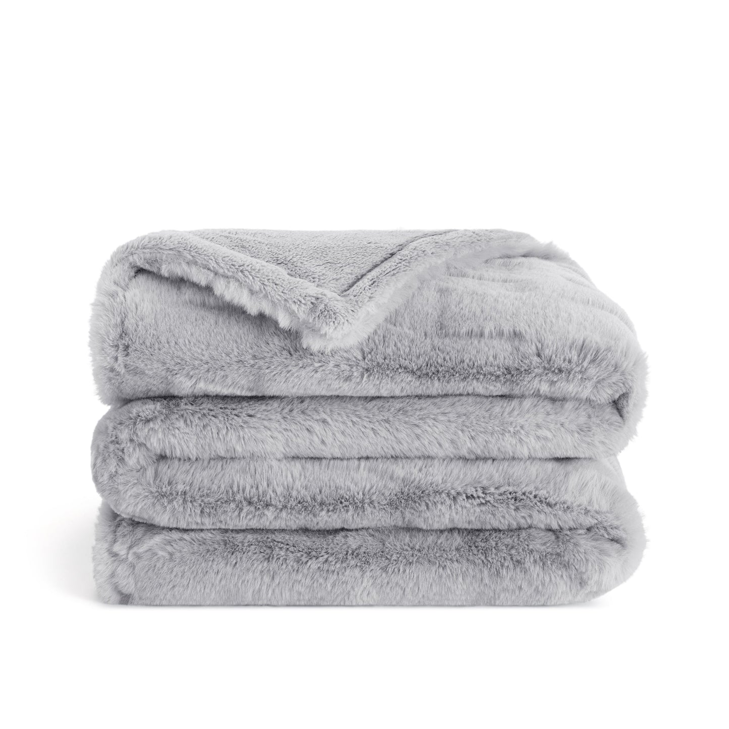 Aston & Arden Luxe Gray Mink Poly Faux Fur Throw 50x70 Light Grey (P-TH-FF-5070-LG)