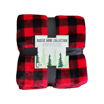 Arkwright Home Rustic Home Buffalo Plaid Throw 50x70 Red/Blck (P-THROW-BUFPL)