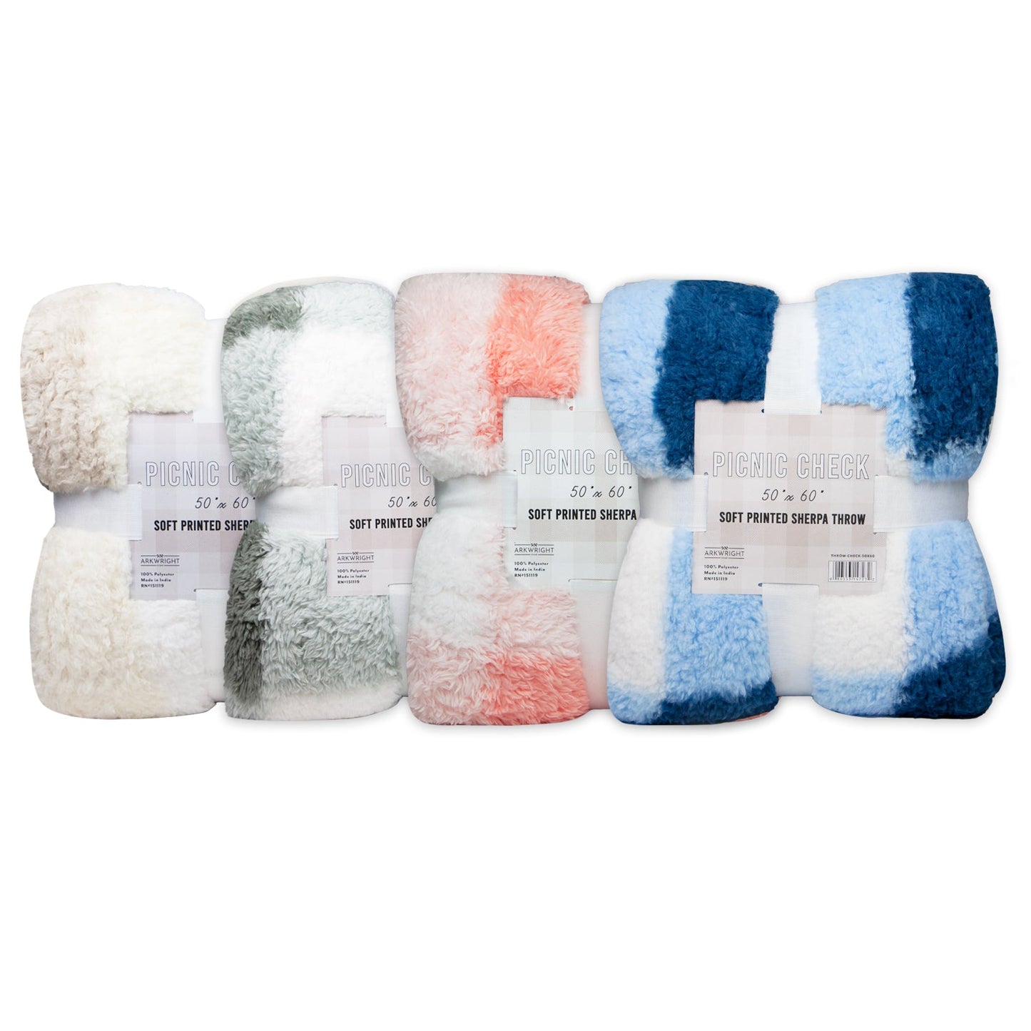 Arkwright Home® Picnic Check Throw Blanket 50x60 Assorted, 24/Case (THROW-CHECK-50X60-CS)