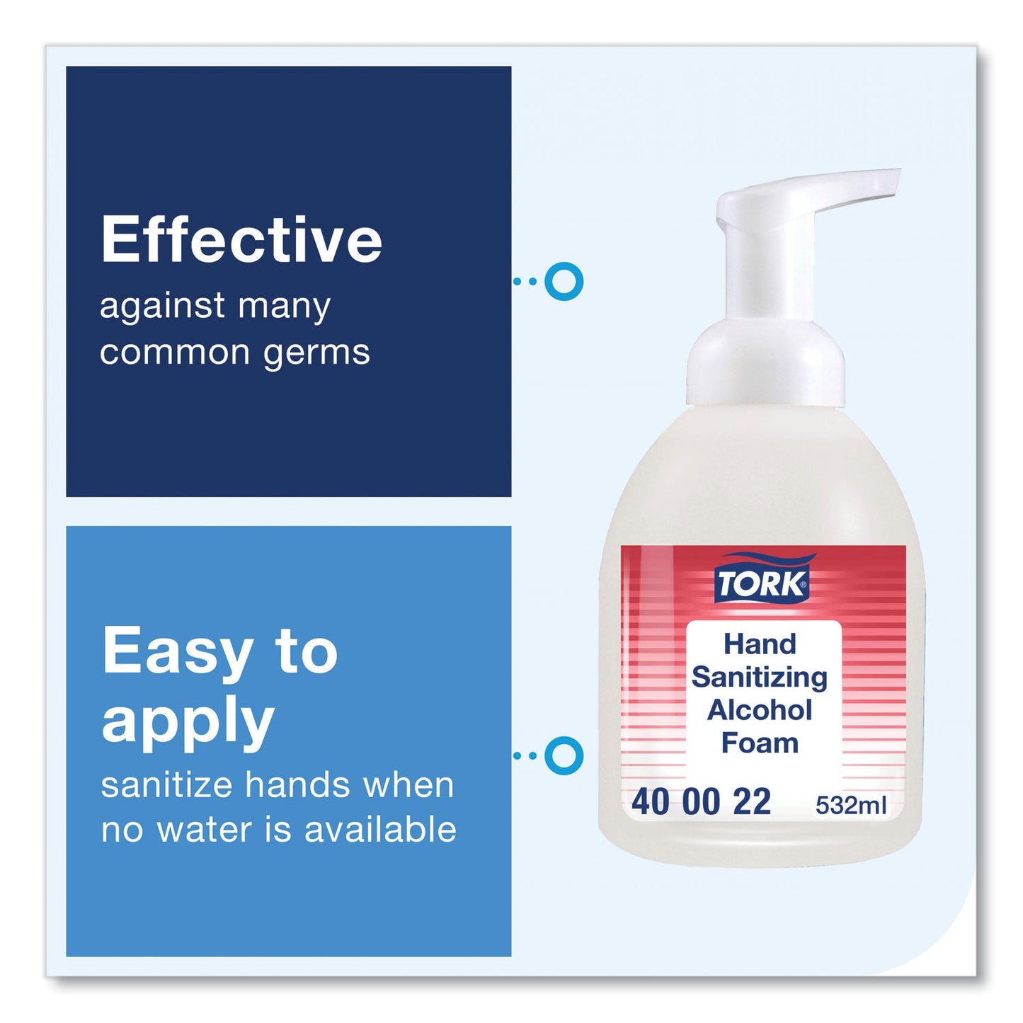 Tork Alcohol Foam Hand Sanitizer, 18 oz Pump Bottle, Unscented, 6/Carton (TRK400022)