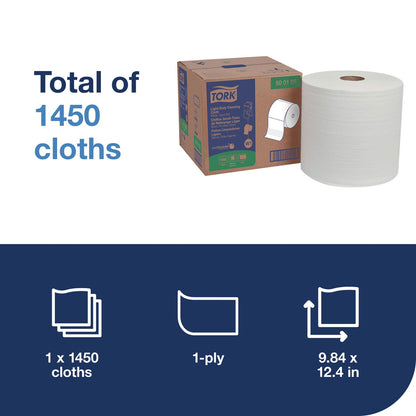 Tork Light Duty Cleaning Cloth, Giant Roll, 1-Ply, 9 x 12.4, White, 1,450 Sheet Roll/Carton (TRK500105)