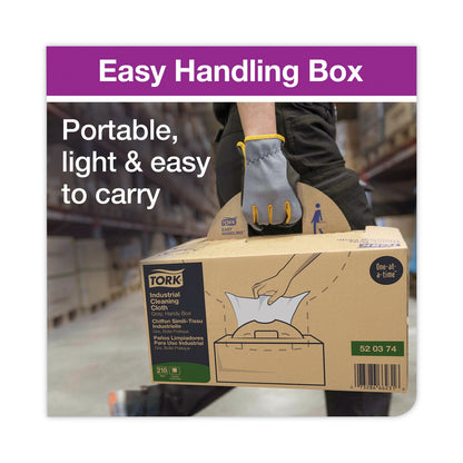 Tork Industrial Cleaning Cloths, 1-Ply, 16.34 x 14, Gray, 210 Wipes/Box (TRK520374)
